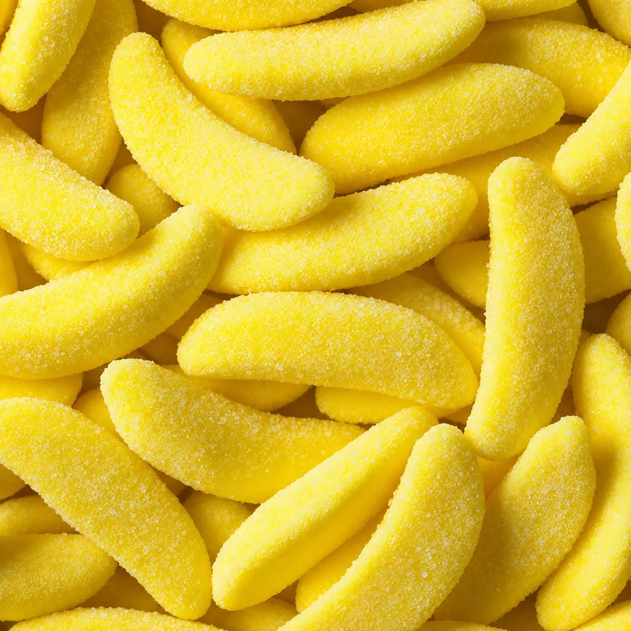 Bananes de guimauve roulées dans le sucre, format géant
