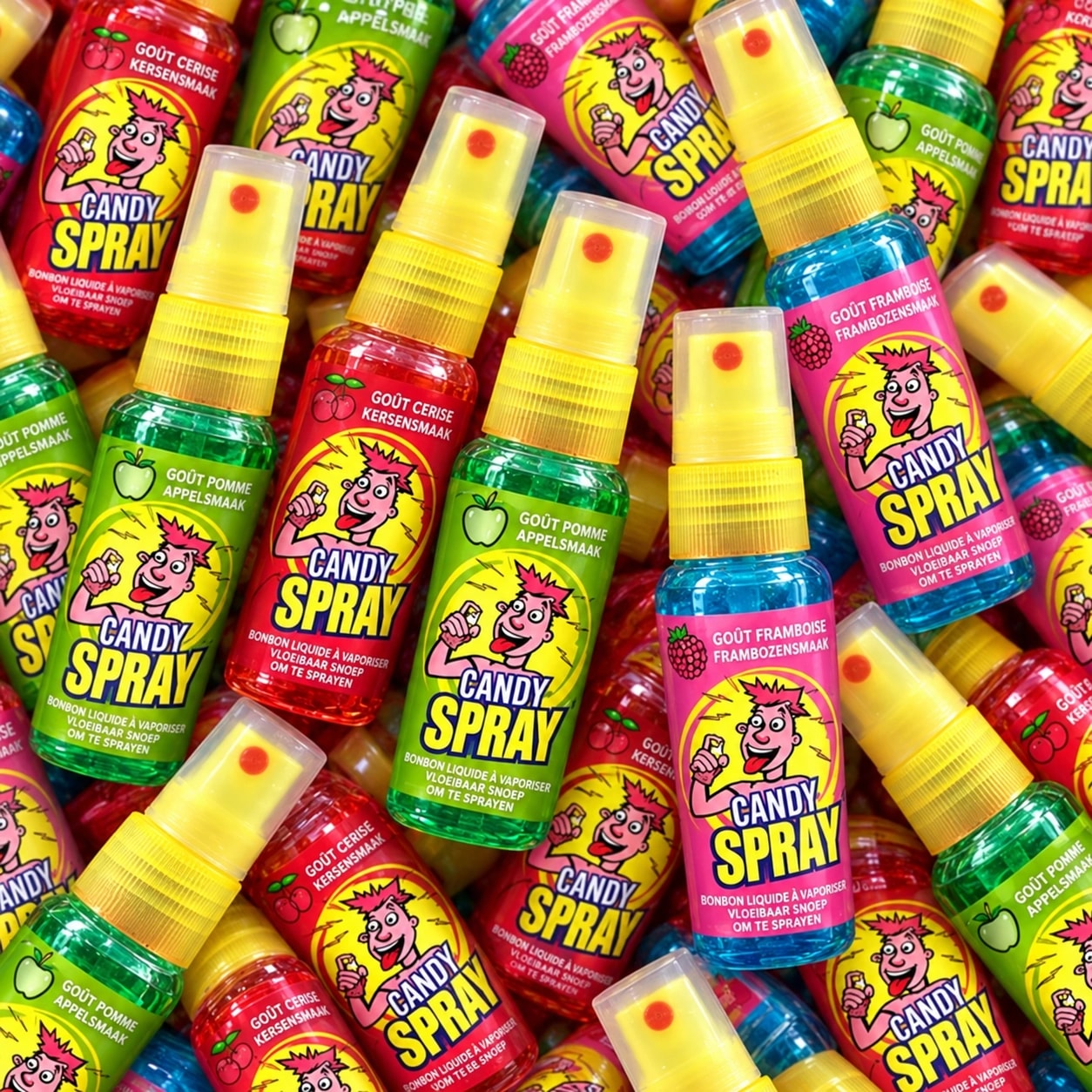 Sprays de bonbon liquide acidulé colorés