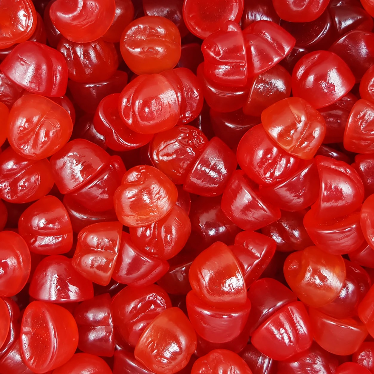 Cerises gélifiées rouges lavées, en abondance