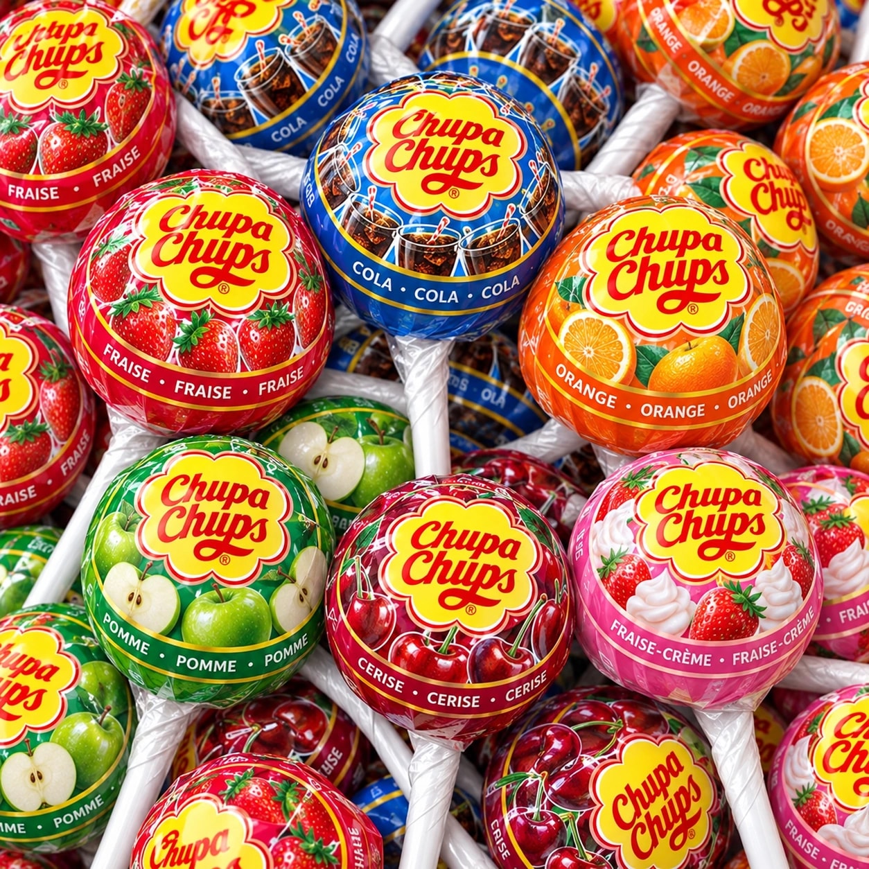 Sucettes Chupa Chups classiques de plusieurs parfums